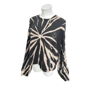 Betsey Johnson Women's XL Tie-Dye Sweatshirt Smiley Face Graphic Pullover